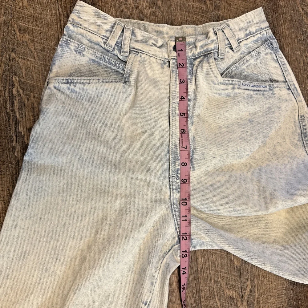 Vtg Rocky Mountain Bare Back Jeans Women Sz 29/9 Acid Wash‎ Cotton High Rise Mom